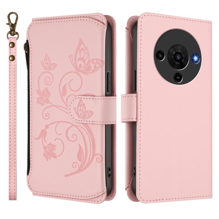 For ZTE Blade A76 5G Butterfly Love Flower Multi-card Zipper Wallet Leather Phone Case