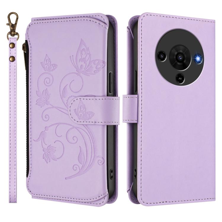 For ZTE Blade A76 5G Butterfly Love Flower Multi-card Zipper Wallet Leather Phone Case