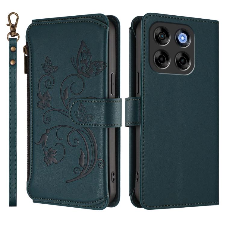 For ZTE Blade V70 Butterfly Love Flower Multi-card Zipper Wallet Leather Phone Case