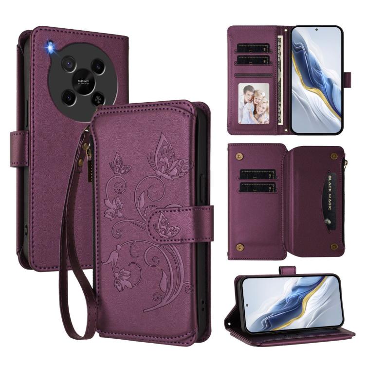 For ZTE Blade V70 Max Butterfly Love Flower Multi-card Zipper Wallet Leather Phone Case
