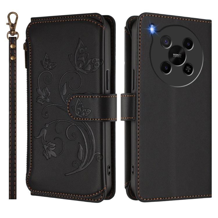 For ZTE Blade V70 Max Butterfly Love Flower Multi-card Zipper Wallet Leather Phone Case