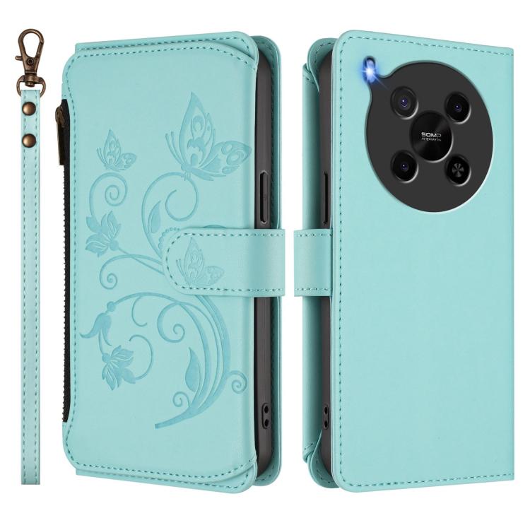For ZTE Blade V70 Max Butterfly Love Flower Multi-card Zipper Wallet Leather Phone Case