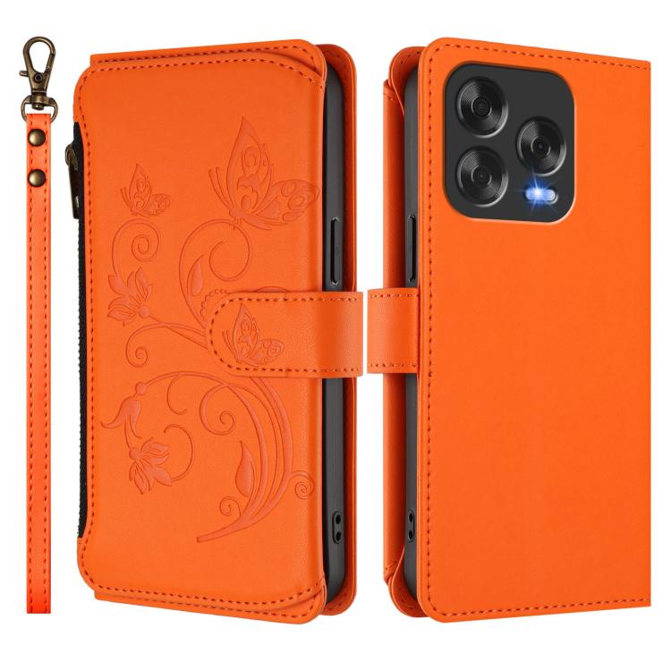 For ZTE Blade V70 Vita /nubia V70 Design Butterfly Love Flower Multi-card Zipper Wallet Leather Phone Case