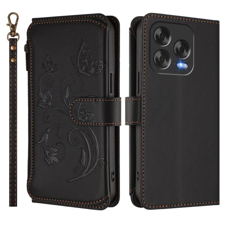 For ZTE Blade V70 Vita /nubia V70 Design Butterfly Love Flower Multi-card Zipper Wallet Leather Phone Case