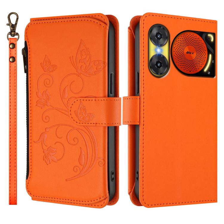 For ZTE nubia Music 2 Butterfly Love Flower Multi-card Zipper Wallet Leather Phone Case