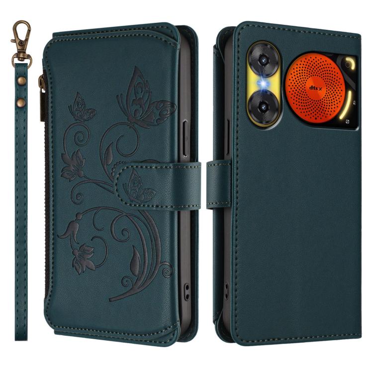 For ZTE nubia Music 2 Butterfly Love Flower Multi-card Zipper Wallet Leather Phone Case