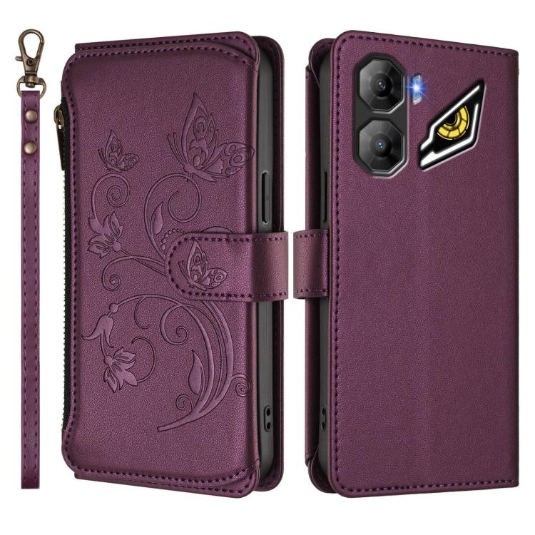For ZTE nubia Neo 3 Butterfly Love Flower Multi-card Zipper Wallet Leather Phone Case