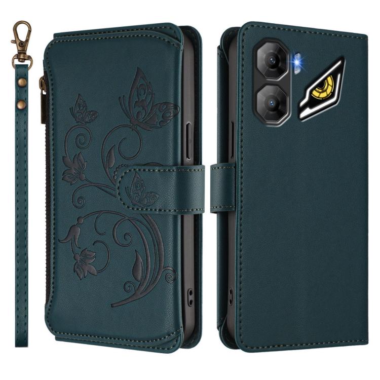For ZTE nubia Neo 3 Butterfly Love Flower Multi-card Zipper Wallet Leather Phone Case
