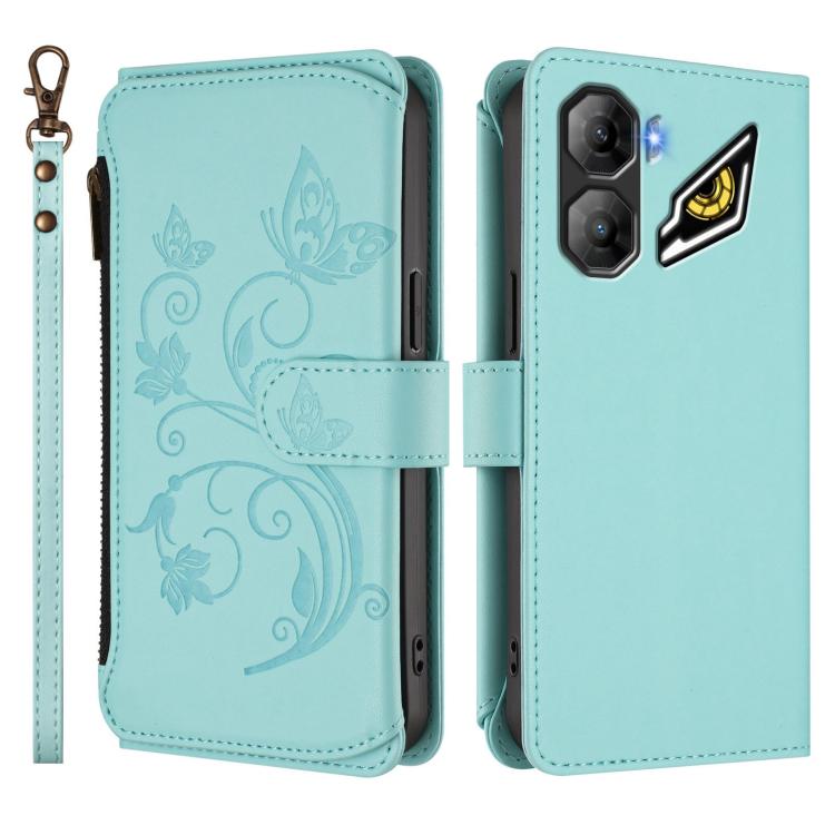 For ZTE nubia Neo 3 Butterfly Love Flower Multi-card Zipper Wallet Leather Phone Case