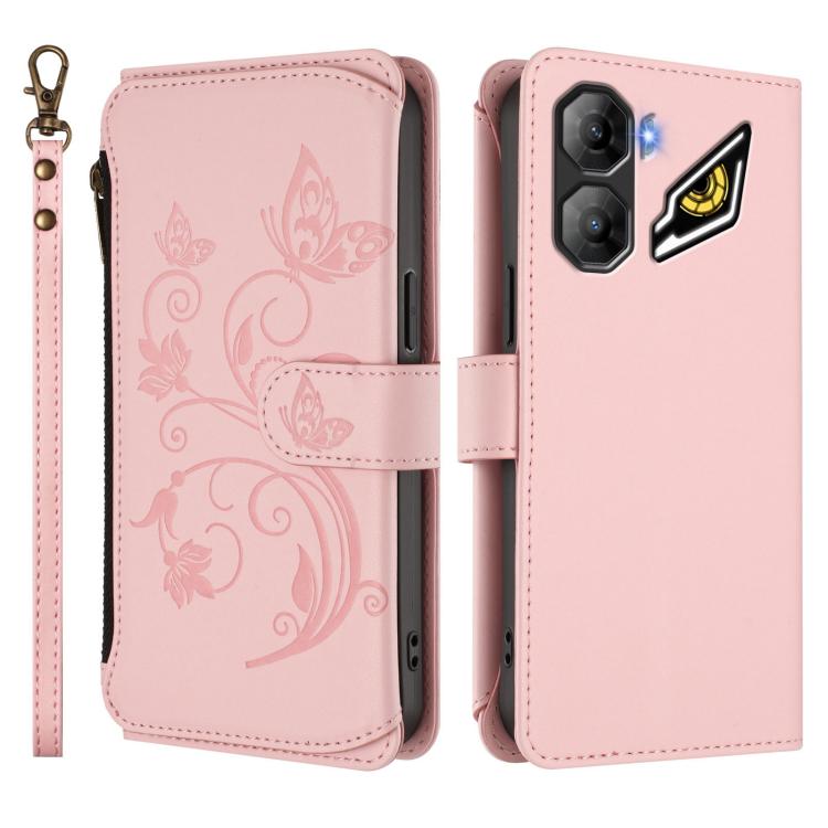 For ZTE nubia Neo 3 Butterfly Love Flower Multi-card Zipper Wallet Leather Phone Case