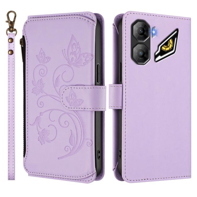 For ZTE nubia Neo 3 Butterfly Love Flower Multi-card Zipper Wallet Leather Phone Case