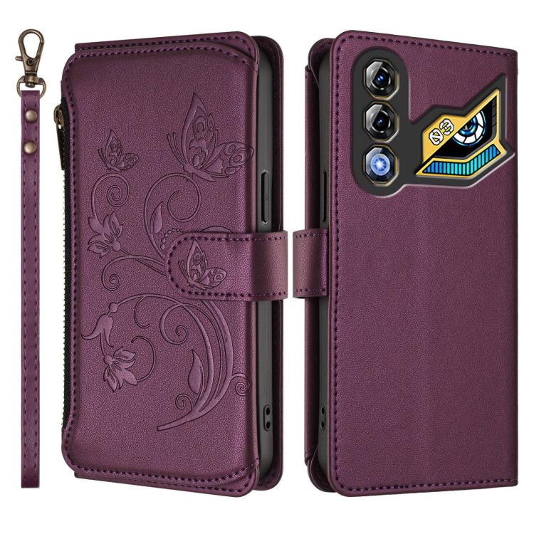 For ZTE Nubia Neo 3 GT Butterfly Love Flower Multi-card Zipper Wallet Leather Phone Case