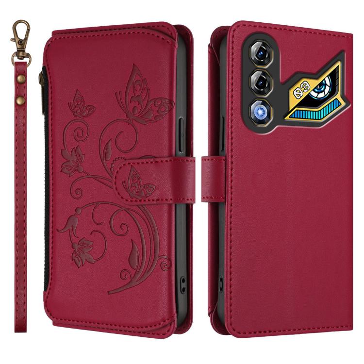 For ZTE Nubia Neo 3 GT Butterfly Love Flower Multi-card Zipper Wallet Leather Phone Case
