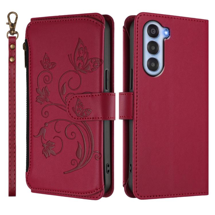 For ZTE nubia S 5G A403ZT Butterfly Love Flower Multi-card Zipper Wallet Leather Phone Case