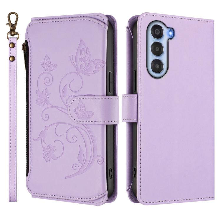 For ZTE nubia S 5G A403ZT Butterfly Love Flower Multi-card Zipper Wallet Leather Phone Case