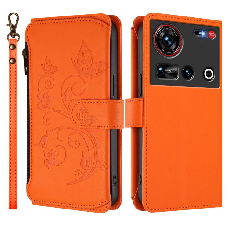 For ZTE nubia Z70 Ultra Butterfly Love Flower Multi-card Zipper Wallet Leather Phone Case