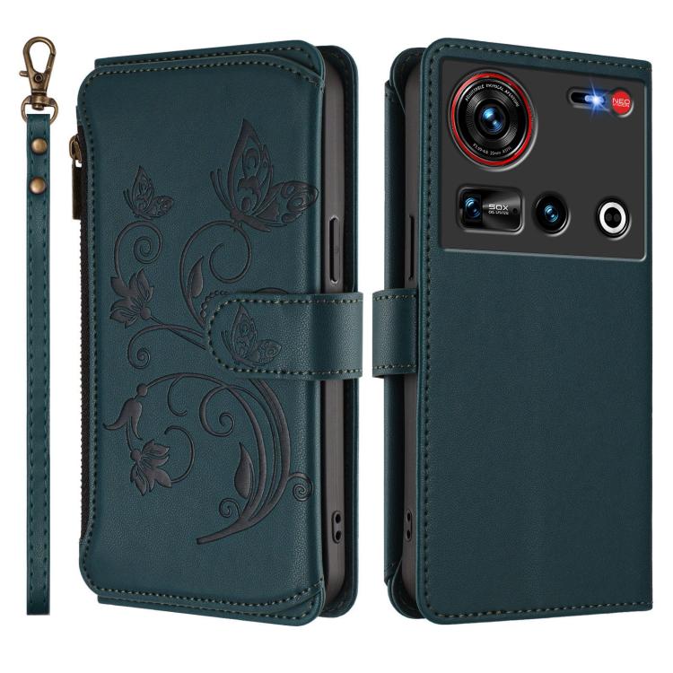 For ZTE nubia Z70 Ultra Butterfly Love Flower Multi-card Zipper Wallet Leather Phone Case