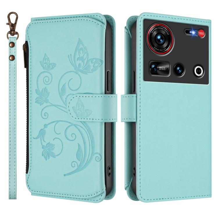 For ZTE nubia Z70 Ultra Butterfly Love Flower Multi-card Zipper Wallet Leather Phone Case