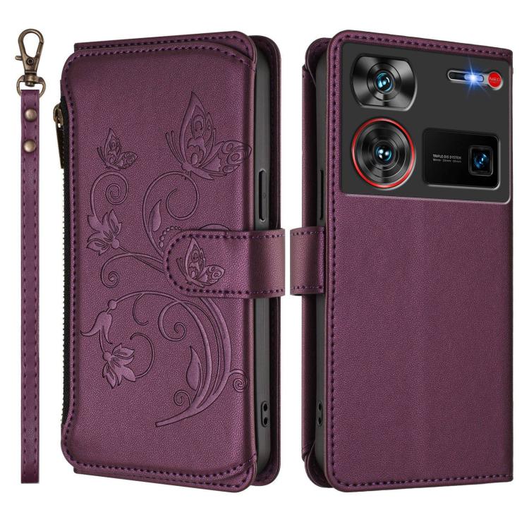 For ZTE nubia Z60 Ultra Butterfly Love Flower Multi-card Zipper Wallet Leather Phone Case