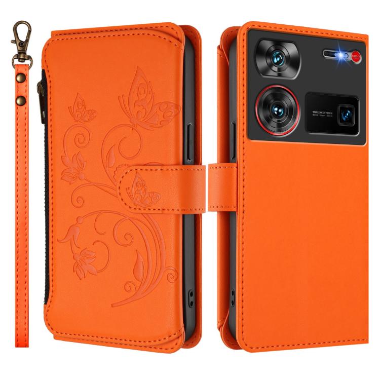 For ZTE nubia Z60 Ultra Butterfly Love Flower Multi-card Zipper Wallet Leather Phone Case