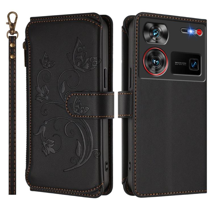 For ZTE nubia Z60 Ultra Butterfly Love Flower Multi-card Zipper Wallet Leather Phone Case