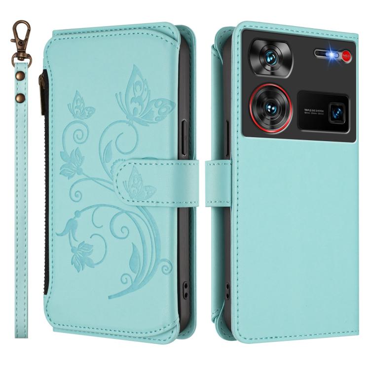 For ZTE nubia Z60 Ultra Butterfly Love Flower Multi-card Zipper Wallet Leather Phone Case