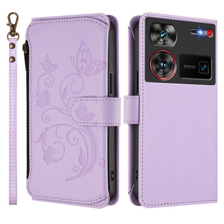 For ZTE nubia Z60 Ultra Butterfly Love Flower Multi-card Zipper Wallet Leather Phone Case