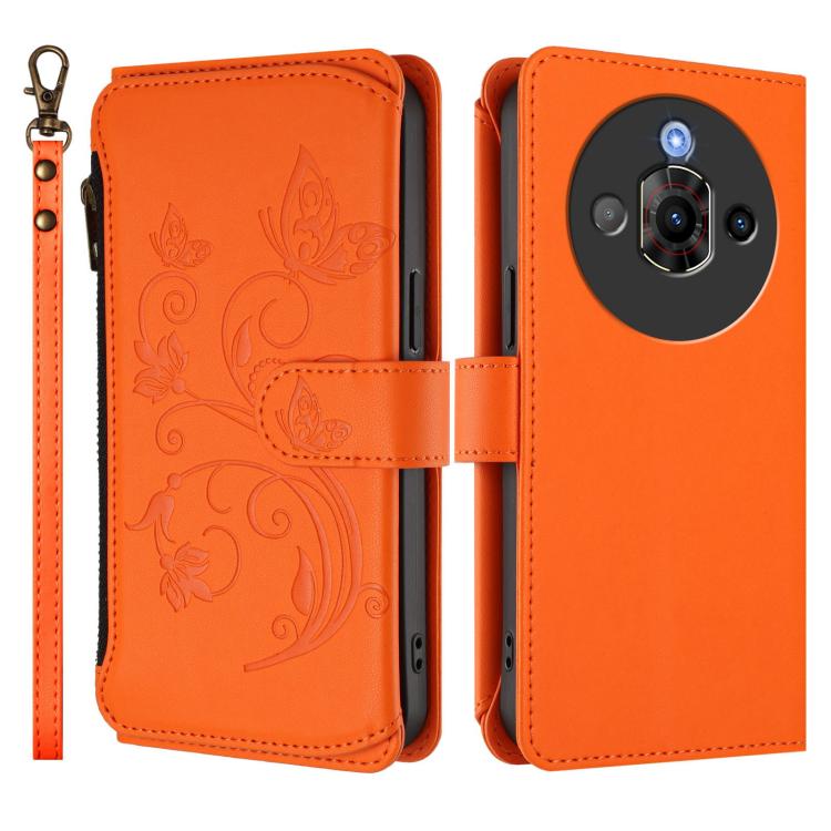 For ZTE nubia Focus Pro 5G Butterfly Love Flower Multi-card Zipper Wallet Leather Phone Case