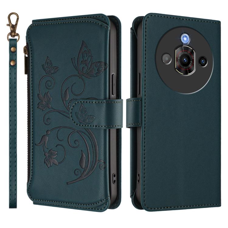 For ZTE nubia Focus Pro 5G Butterfly Love Flower Multi-card Zipper Wallet Leather Phone Case