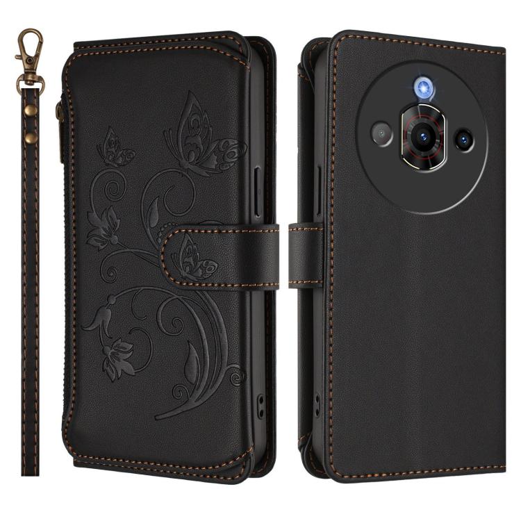 For ZTE nubia Focus Pro 5G Butterfly Love Flower Multi-card Zipper Wallet Leather Phone Case