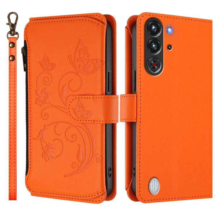 For ZTE nubia RedMagic 10 Pro Butterfly Love Flower Multi-card Zipper Wallet Leather Phone Case