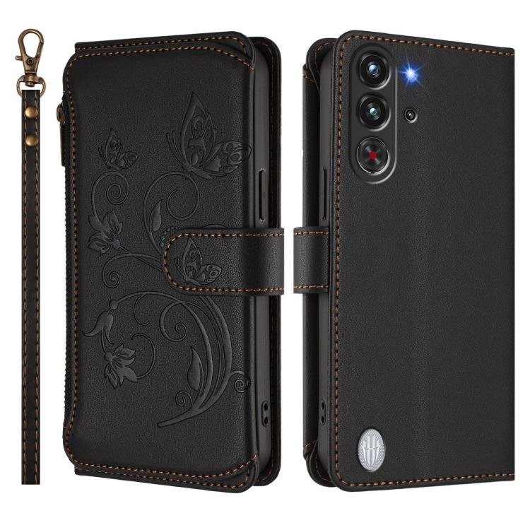 For ZTE nubia RedMagic 10 Pro Butterfly Love Flower Multi-card Zipper Wallet Leather Phone Case