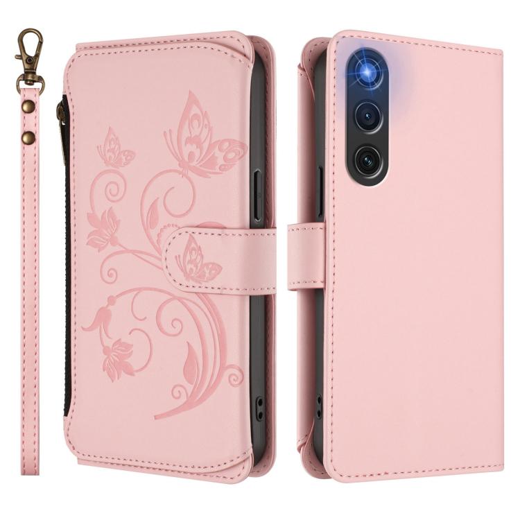 For ZTE nubia RedMagic 10 Air Butterfly Love Flower Multi-card Zipper Wallet Leather Phone Case