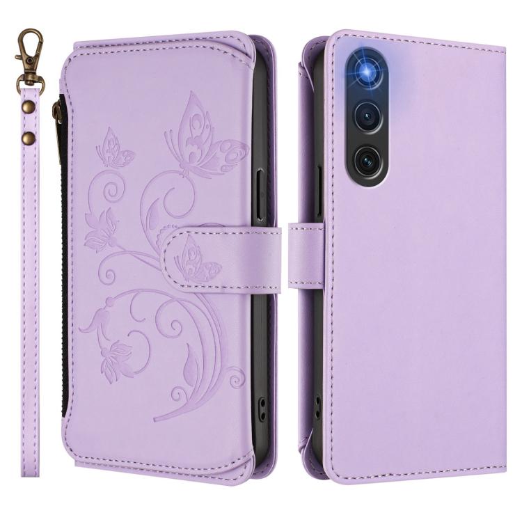 For ZTE nubia RedMagic 10 Air Butterfly Love Flower Multi-card Zipper Wallet Leather Phone Case