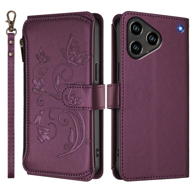 For ZTE Blade A76 4G Butterfly Love Flower Multi-card Zipper Wallet Leather Phone Case