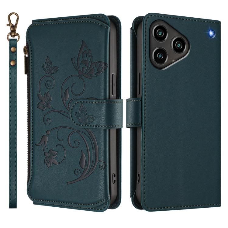 For ZTE Blade A76 4G Butterfly Love Flower Multi-card Zipper Wallet Leather Phone Case