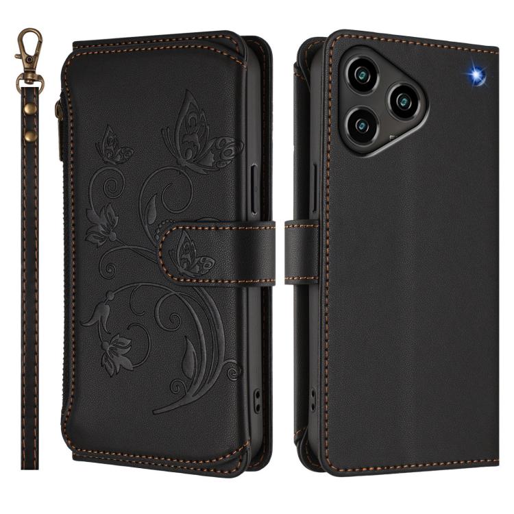 For ZTE Blade A76 4G Butterfly Love Flower Multi-card Zipper Wallet Leather Phone Case