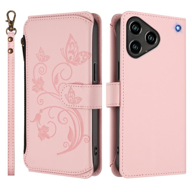 For ZTE Blade A76 4G Butterfly Love Flower Multi-card Zipper Wallet Leather Phone Case