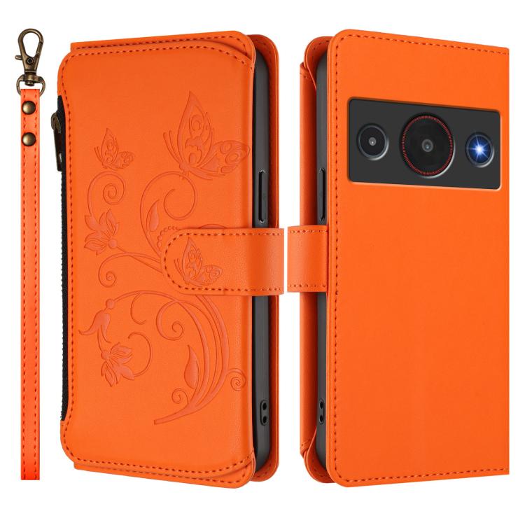 For ZTE Blade A75 Pro / Telstra T-Elite Butterfly Love Flower Multi-card Zipper Wallet Leather Phone Case