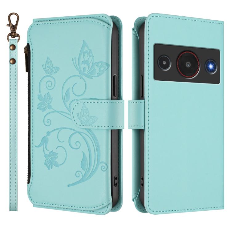 For ZTE Blade A75 Pro / Telstra T-Elite Butterfly Love Flower Multi-card Zipper Wallet Leather Phone Case