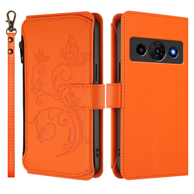 For ZTE nubia P7 Pro / Optus X Value Butterfly Love Flower Multi-card Zipper Wallet Leather Phone Case