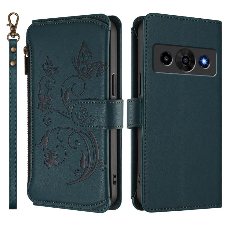 For ZTE nubia P7 Pro / Optus X Value Butterfly Love Flower Multi-card Zipper Wallet Leather Phone Case