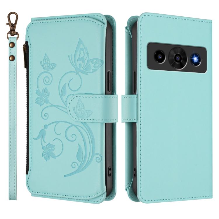 For ZTE nubia P7 Pro / Optus X Value Butterfly Love Flower Multi-card Zipper Wallet Leather Phone Case