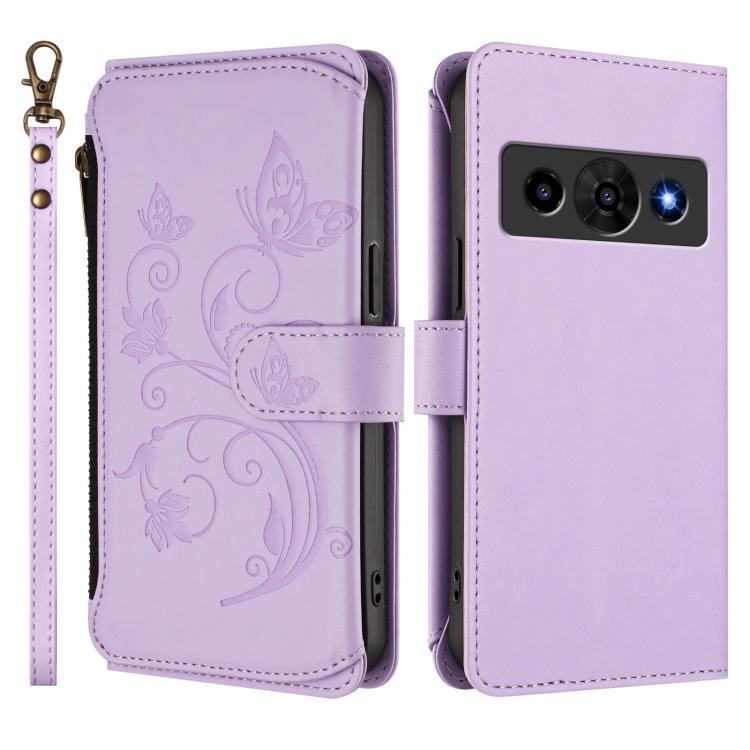 For ZTE nubia P7 Pro / Optus X Value Butterfly Love Flower Multi-card Zipper Wallet Leather Phone Case