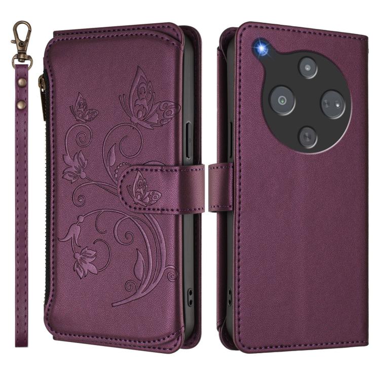 For ZTE nubia P9 Pro / Optus X Pro 2 5G Butterfly Love Flower Multi-card Zipper Wallet Leather Phone Case
