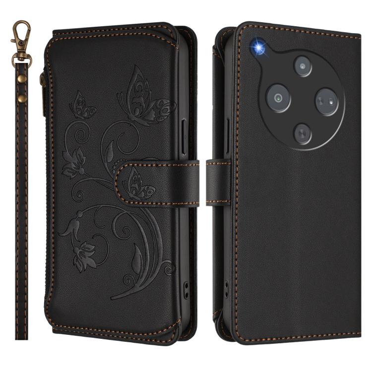For ZTE nubia P9 Pro / Optus X Pro 2 5G Butterfly Love Flower Multi-card Zipper Wallet Leather Phone Case