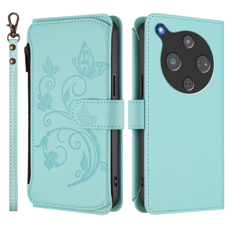 For ZTE nubia P9 Pro / Optus X Pro 2 5G Butterfly Love Flower Multi-card Zipper Wallet Leather Phone Case