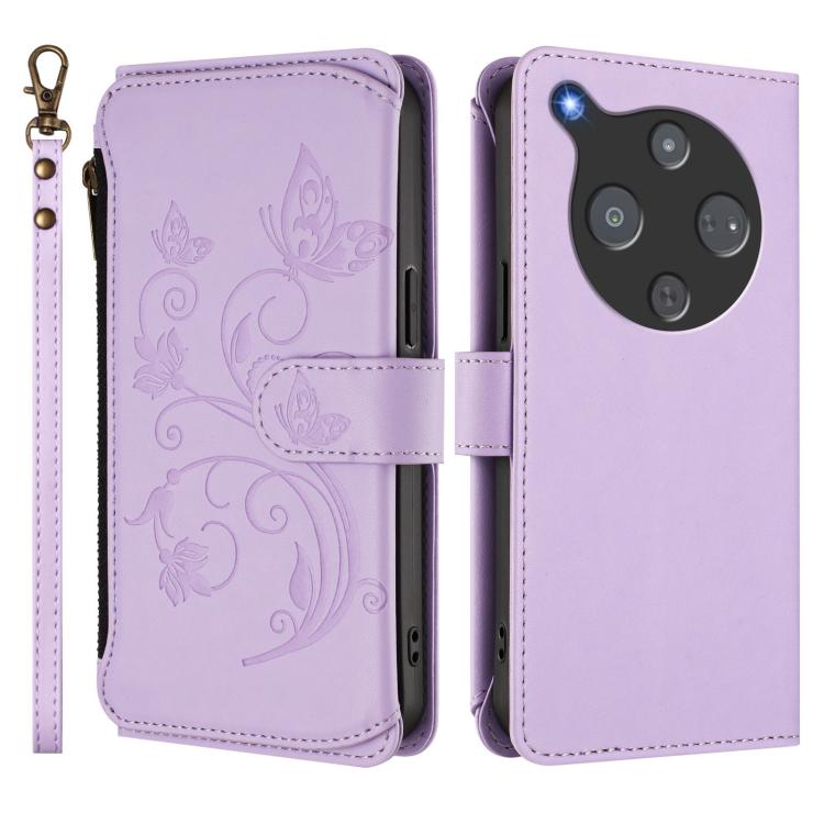 For ZTE nubia P9 Pro / Optus X Pro 2 5G Butterfly Love Flower Multi-card Zipper Wallet Leather Phone Case