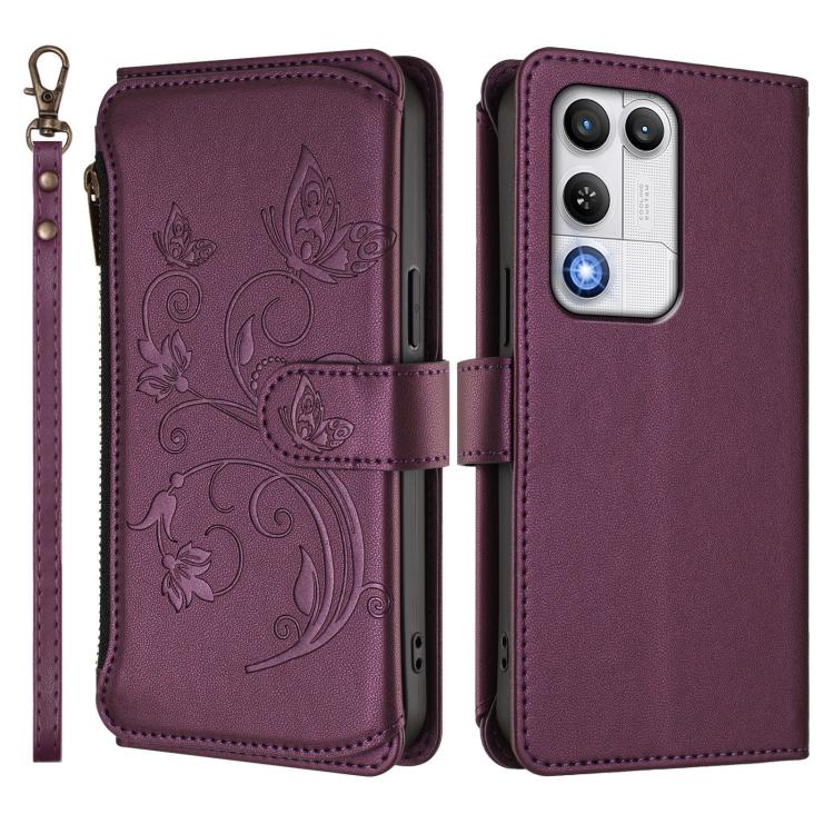 For ZTE nubia RedMagic 11 Air Butterfly Love Flower Multi-card Zipper Wallet Leather Phone Case