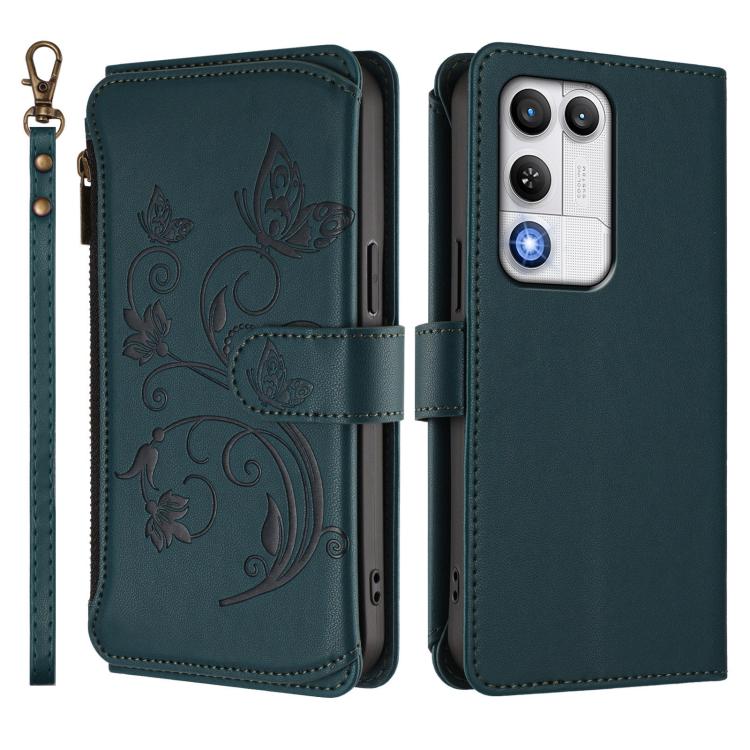 For ZTE nubia RedMagic 11 Air Butterfly Love Flower Multi-card Zipper Wallet Leather Phone Case
